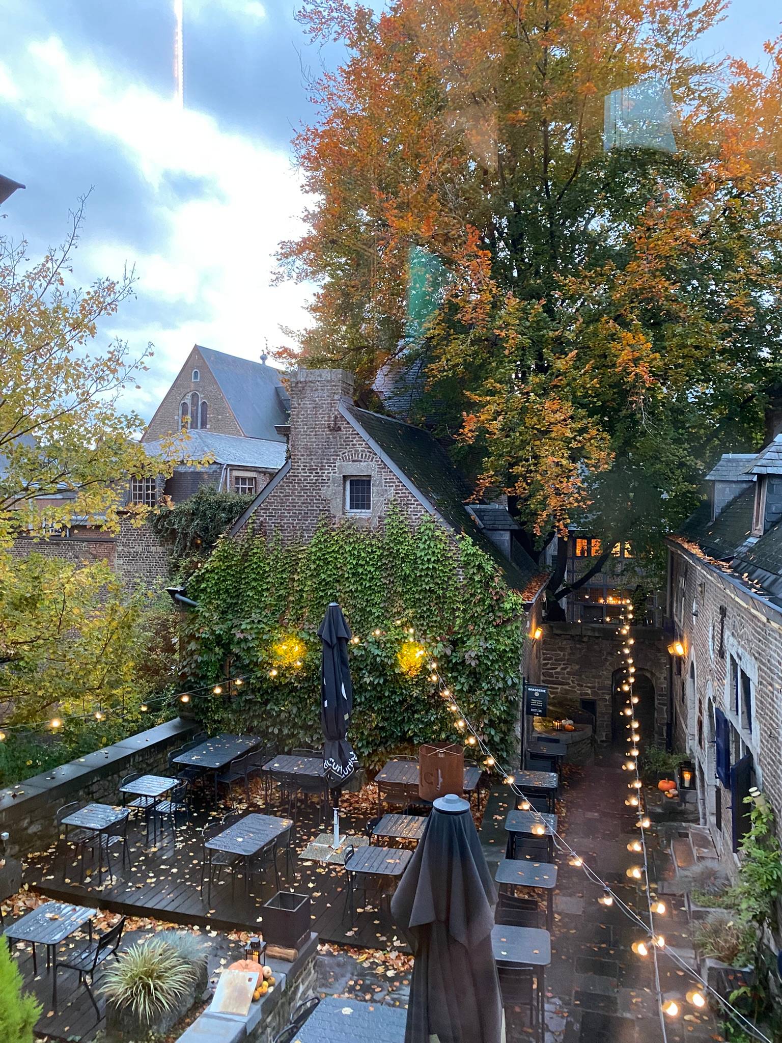 Curtius Brewery & Restaurant @brasseriec in Liege, Belgium, in fall finery