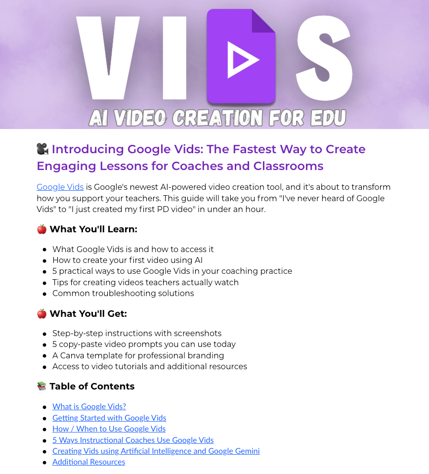Google Vids Resource Center for Educators and Coaches
