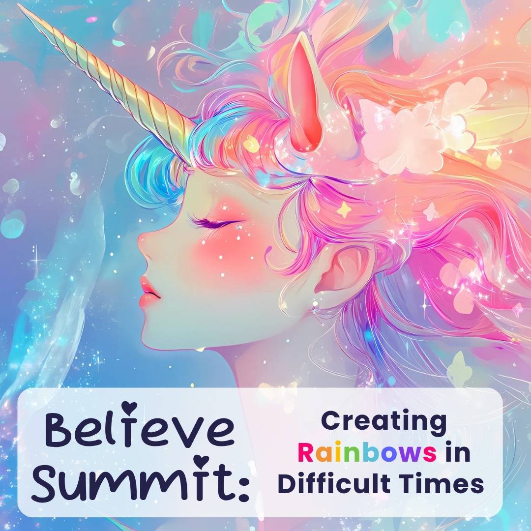 A picture of a girl with rosy cheeks and a unicorn horn and ears on top of her head.