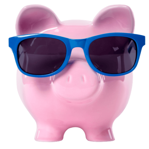 Piggy bank with sunglasses