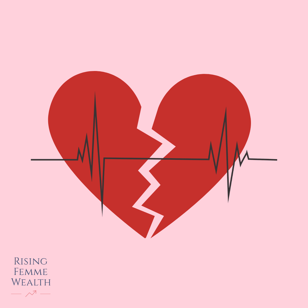 Broken heart with heartbeat line