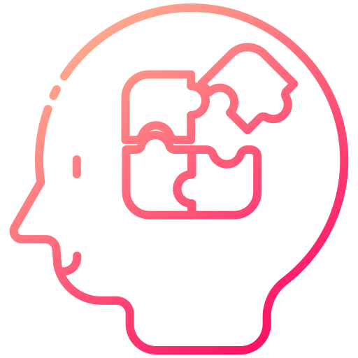 drawing of a human head containing 4 puzzle pieces