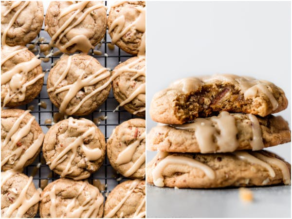 two pictures of maple brown sugar cookies