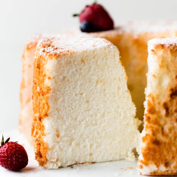 Picture of an Angel Food Cake sliced 