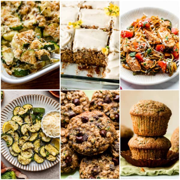 collage of zucchini recipes