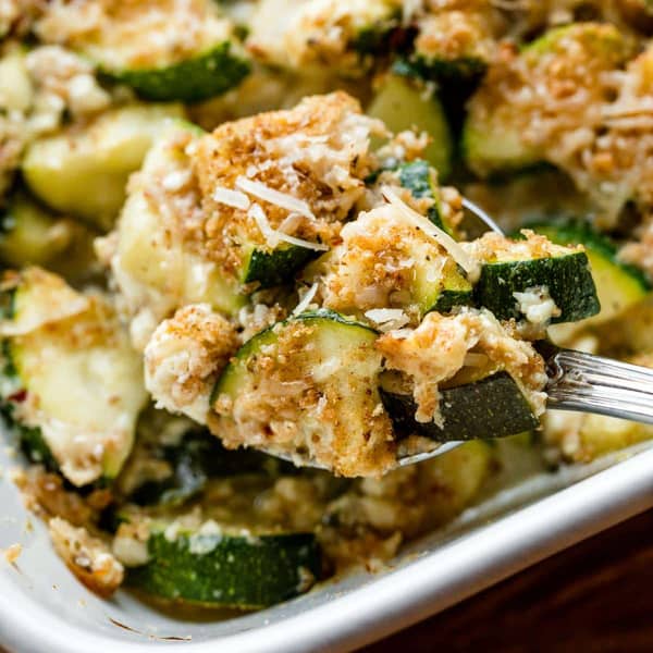 spoonful of chopped zucchini casserole