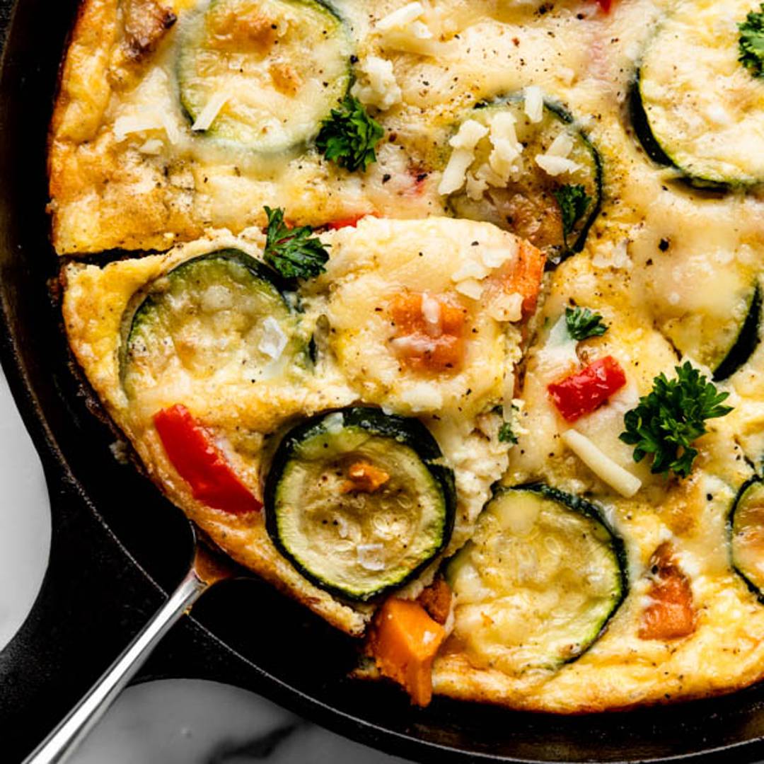 frittata in a cast iron skillet