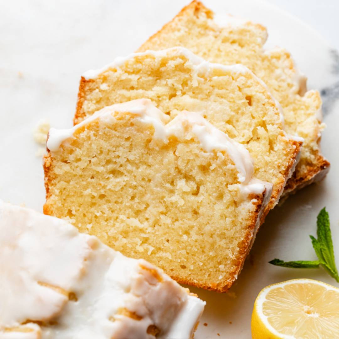 slices of iced lemon pound cake