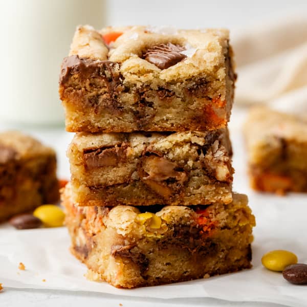 candy bar blondies stack