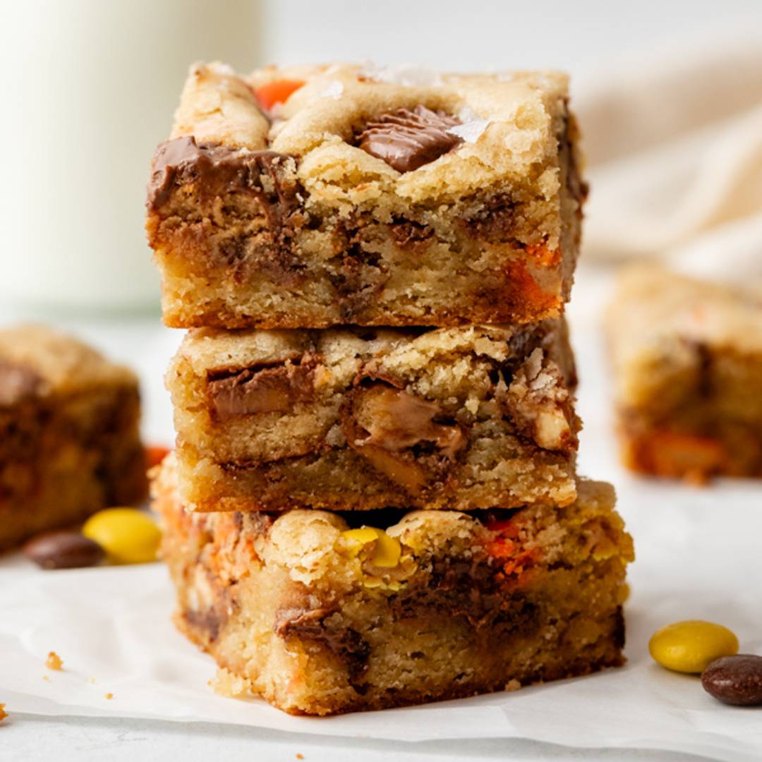 sack of candy bar blondies