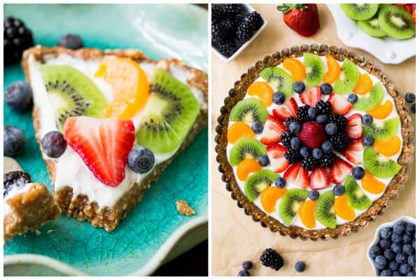 two pictures of fruit tart