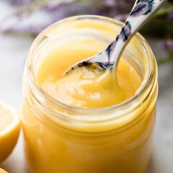 lemon curd in a glass jar