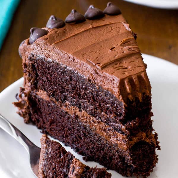 slice of chocolate layer cake