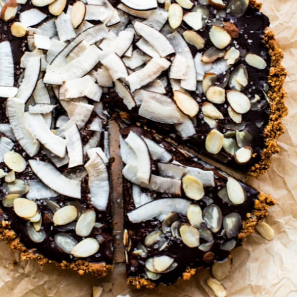 picture of chocolate  coconut almond tart