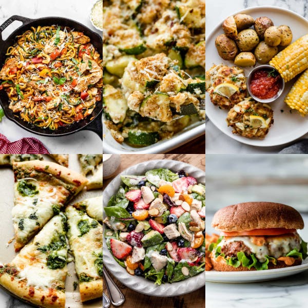 collage of summer dinner recipes