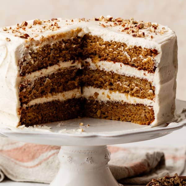 three layer spice cake with cream cheese frosting