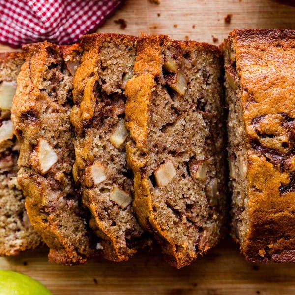 Sliced apple cinnamon quick bread