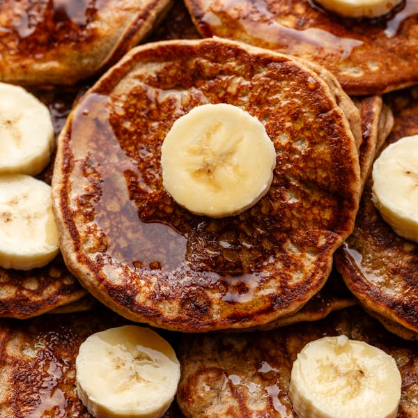 whole wheat banana pancakes on plate