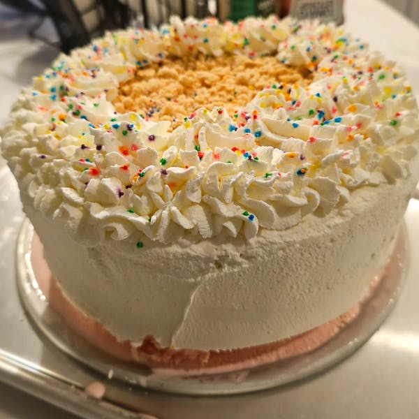 ice cream cake with whipped cream