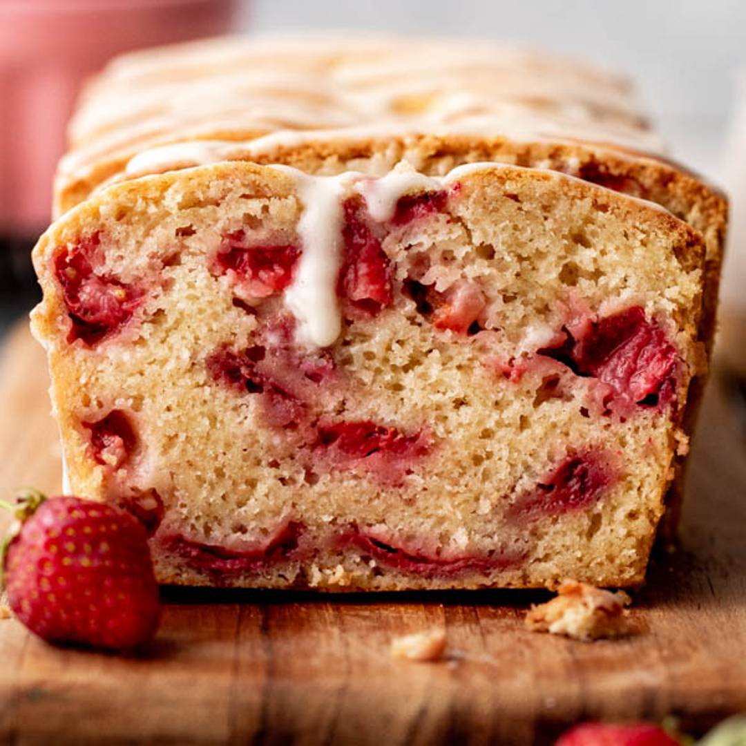 Sliced strawberry bread