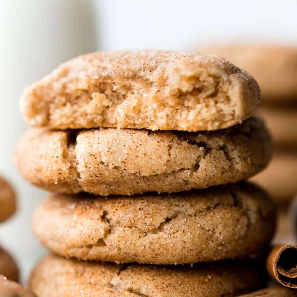 Stack of thick snickerdoodle cookies