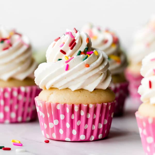 whipped frosting on cupcake