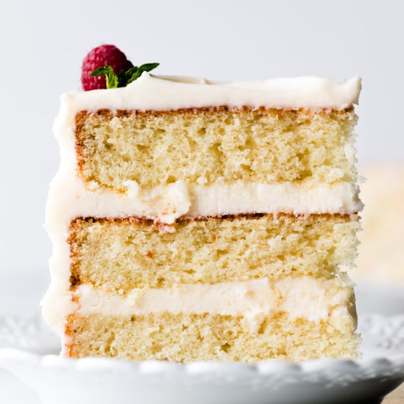 Picture of a slice of vanilla cake