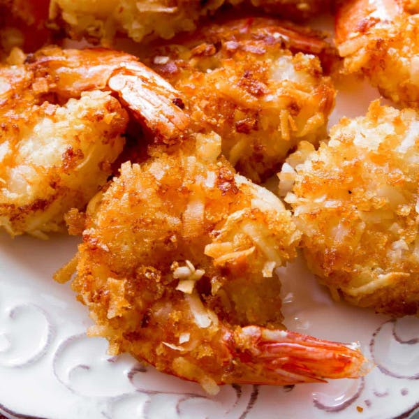 golden crispy coconut shrimp