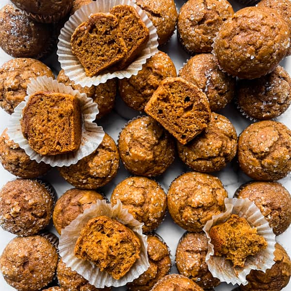 pumpkin muffins on marble counter