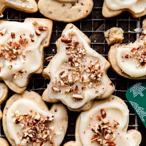 pecan sugar cookies with brown butter icing