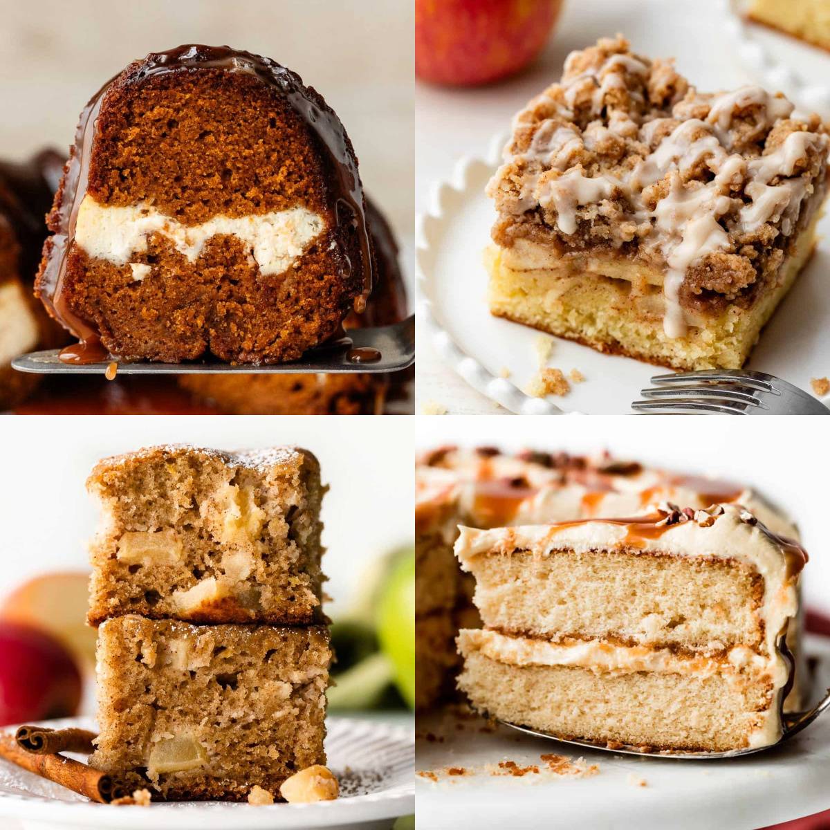 collage of 4 fall cake recipes