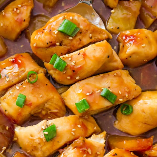pineapple and chicken in a casserole dish 