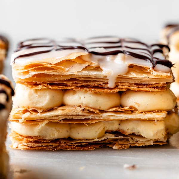 Classic pastry with layers of puff pastry and vanilla pastry cream