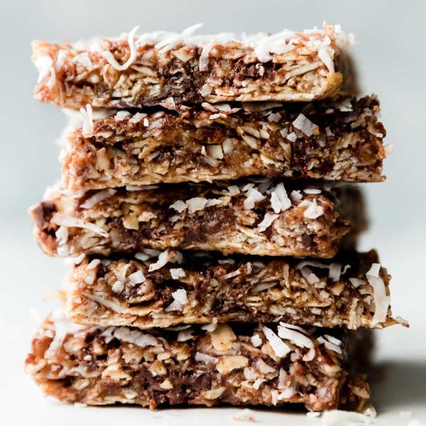 Picture of a stack of no bake chewy granola bars