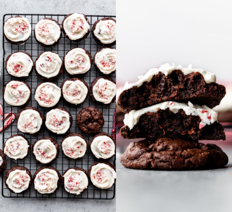 peppermint frosted chocolate cookies