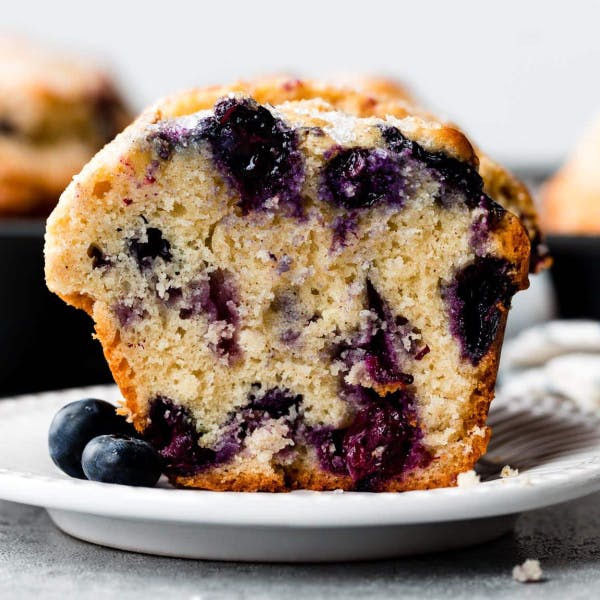 jumbo blueberry muffin sliced in half