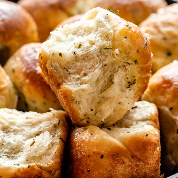 sea salt herb rolls close up