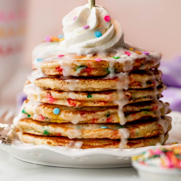 stack of sprinkle pancakes