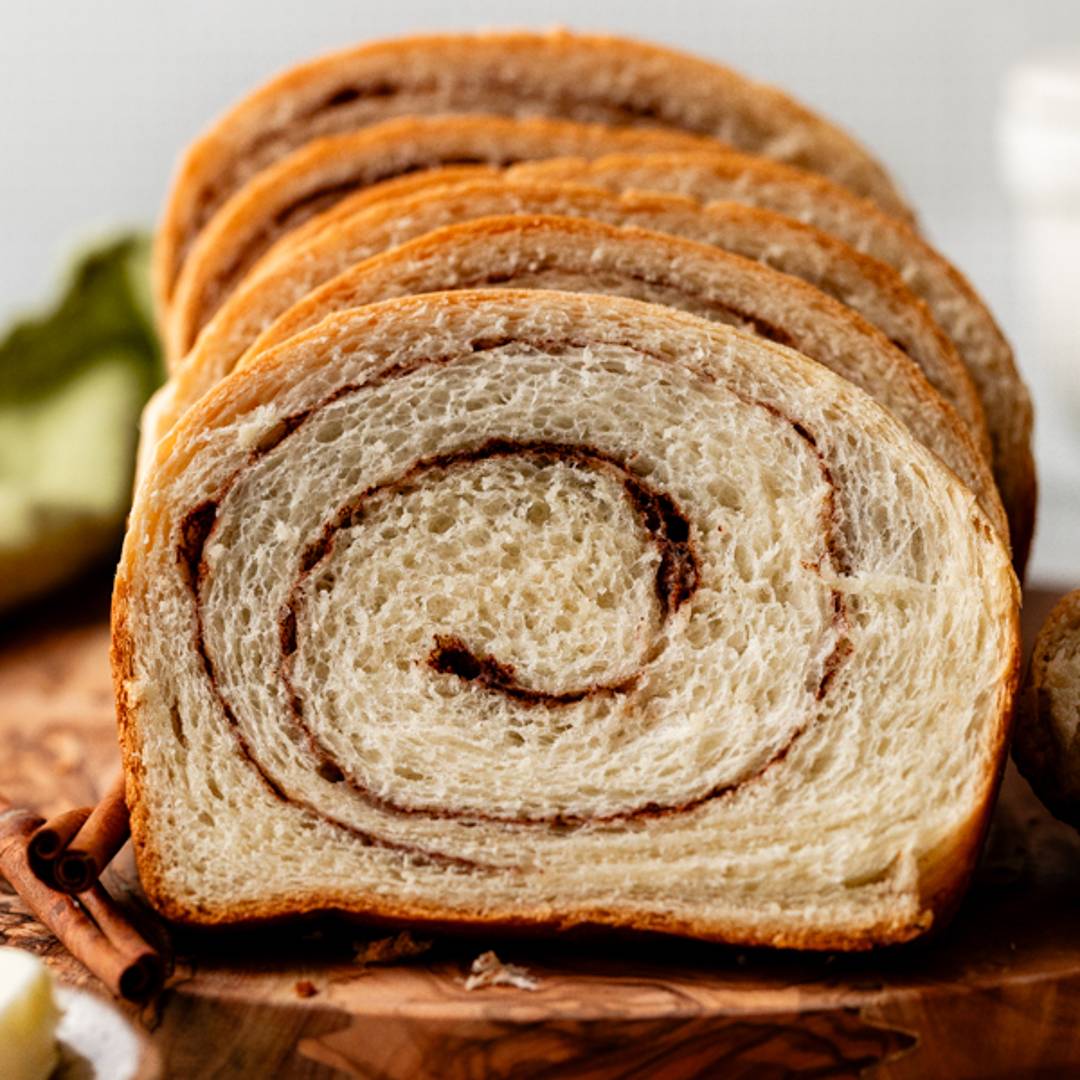 sliced cinnamon swirl bread