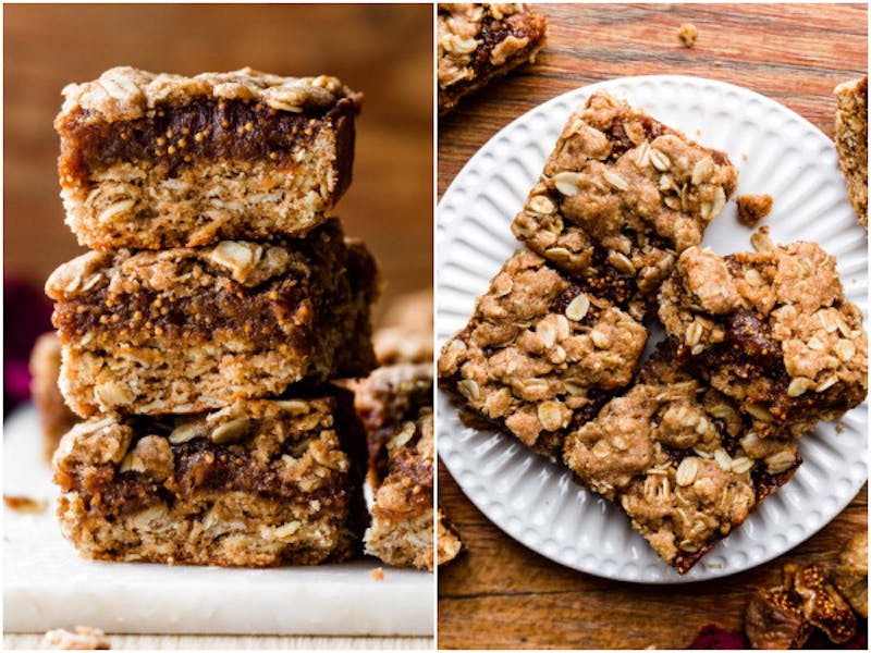 two photos of homemade oatmeal fig bars