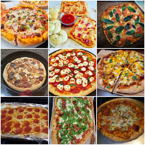 collage of pizza photos