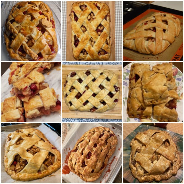 collage of cranberry apple slab pies