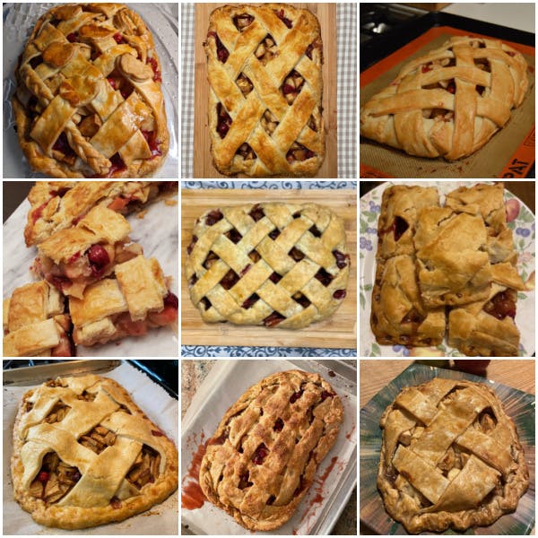 collage of cranberry apple slab pies