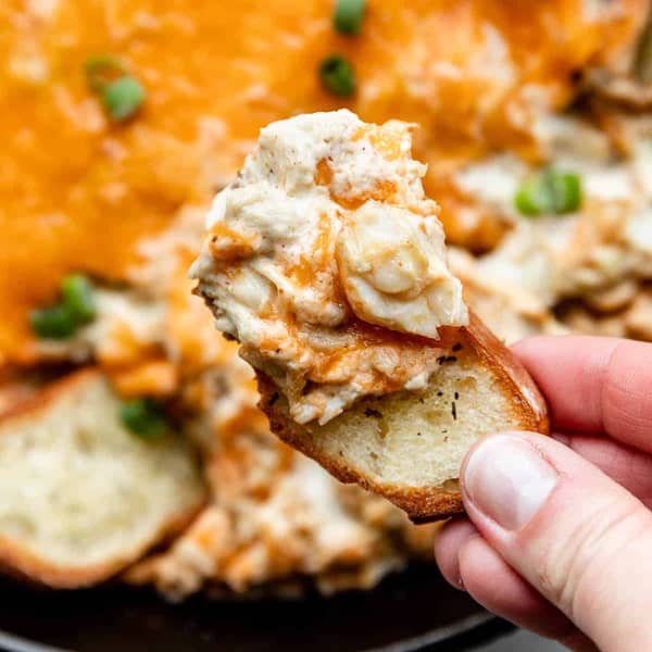 cheesy crab dip on a chip