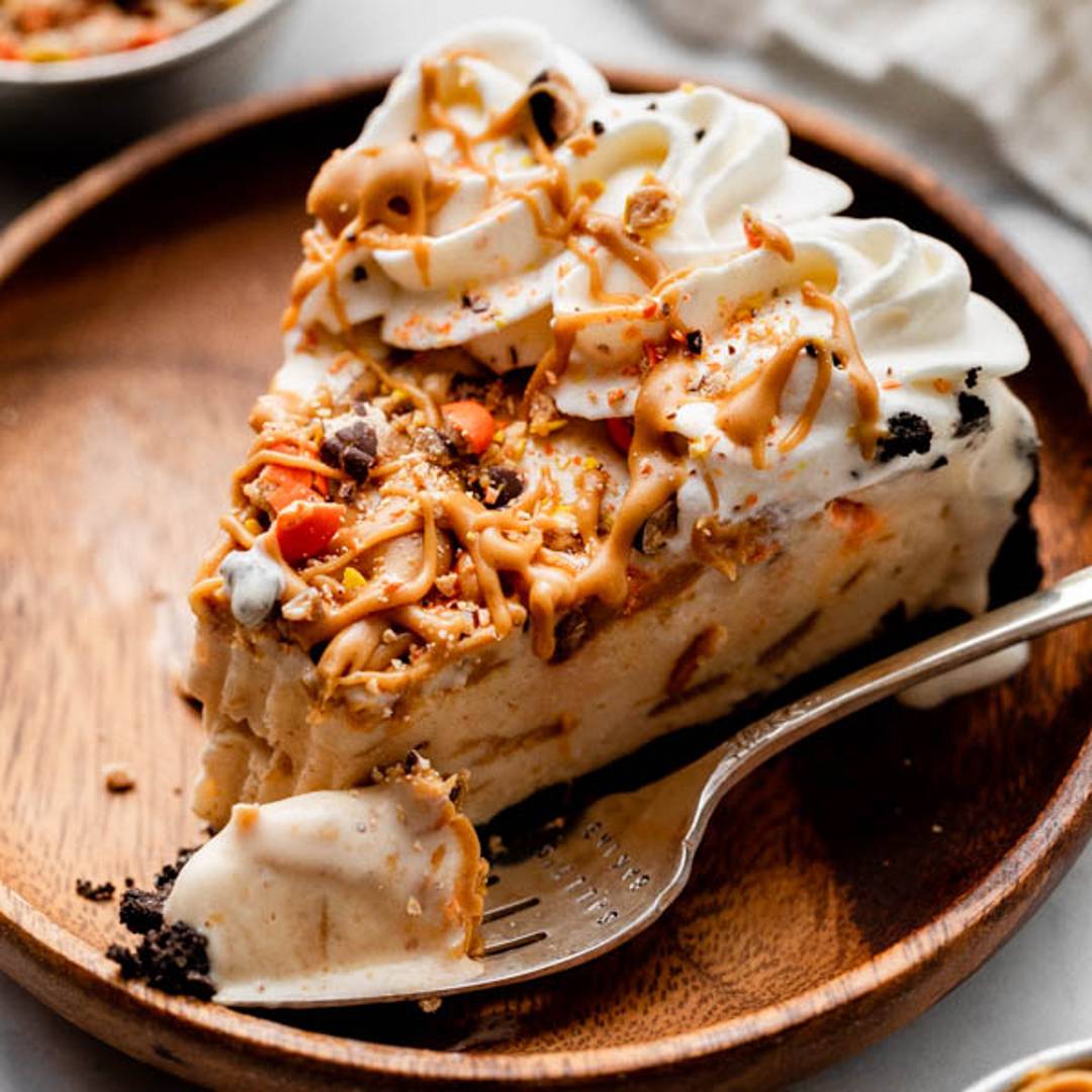 a slice of peanut butter ice cream pie
