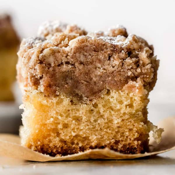 piece of crumb cake with extra crumbs