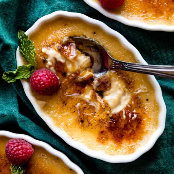 creme brûlée in an oven ramekin