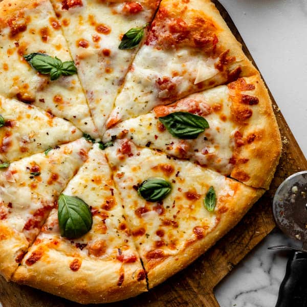 cheese pizza with fresh basil