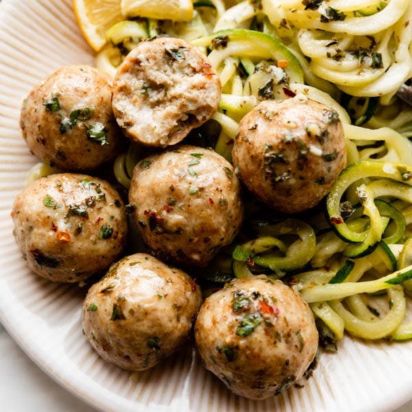 chicken meatballs with zucchini noodles