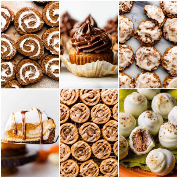 collage of pumpkin desserts